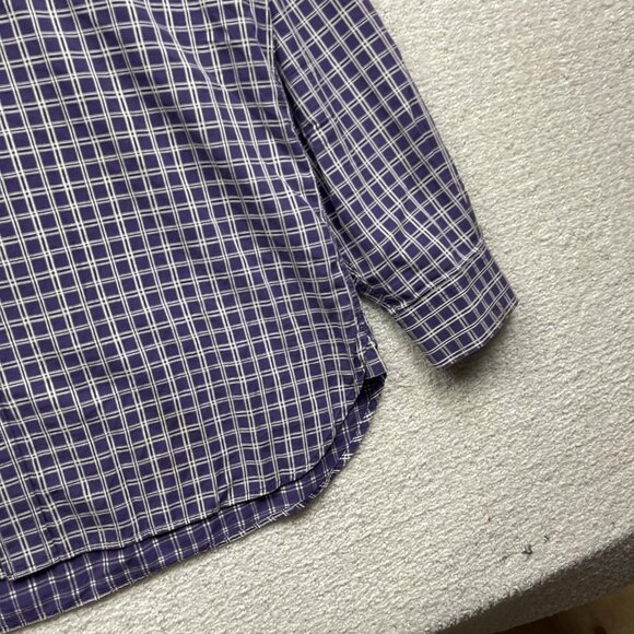 Tommy Hilfiger Dress Button Up Dress Shirt Mens L Purple Plaid Long Sleeve - Picture 4 of 11
